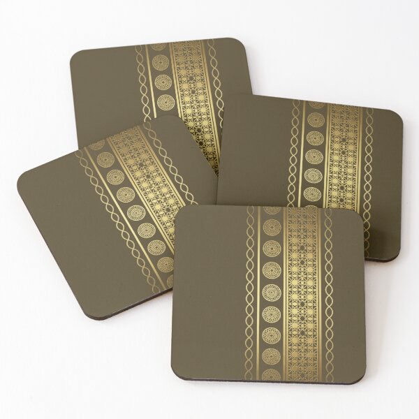 Item preview, Luxury Islamic Geometric Border Pattern (V.1) – Gold Arabic Ornament on Brown  designed and sold by D-Islamic.