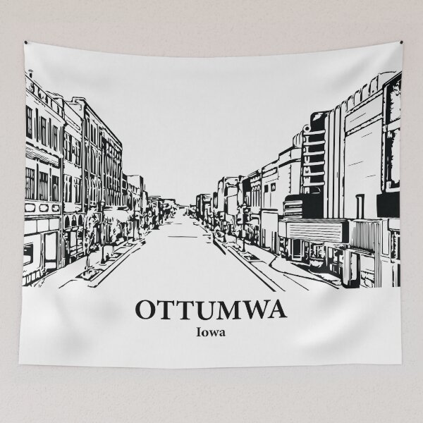 Item preview, Ottumwa IA - Ink Cityscape Illustration designed and sold by Lakeric Cityscapes.
