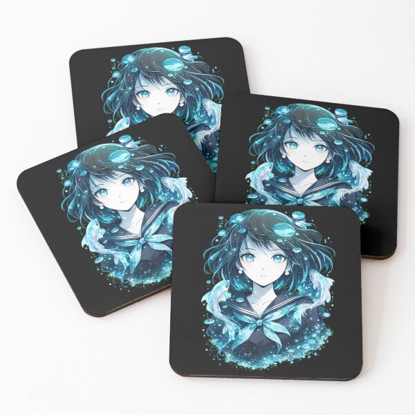 Item preview, Beautiful Anime Girl Underwater With Glowing Blue Fish designed and sold by DrawHandArt.