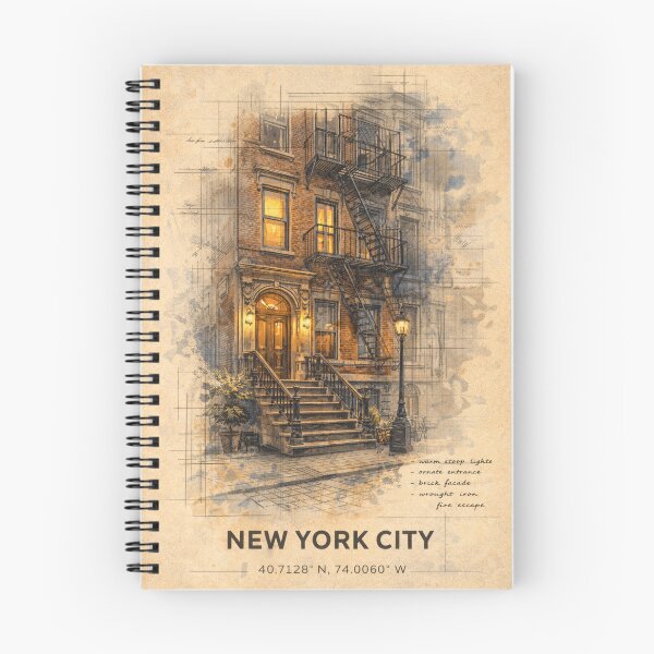 Item preview, New York City Brownstone Wall Art – Vintage Architectural Sketch Fire Escape Poster designed and sold by Eclipse 3699.