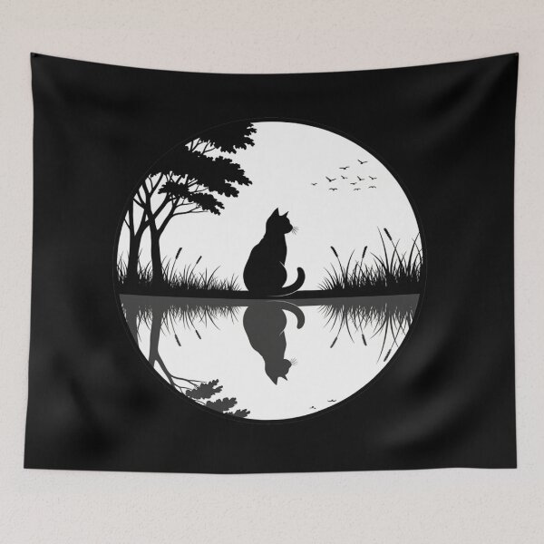 Item preview, Reflected Wilderness – Cat Landscape Emblem designed and sold by Pollock.