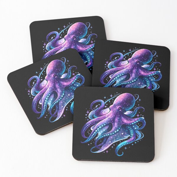 Item preview, Majestic Purple Galactic Nebula Octopus With Glowing Stars designed and sold by DrawHandArt.