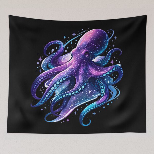 Item preview, Majestic Purple Galactic Nebula Octopus With Glowing Stars designed and sold by DrawHandArt.