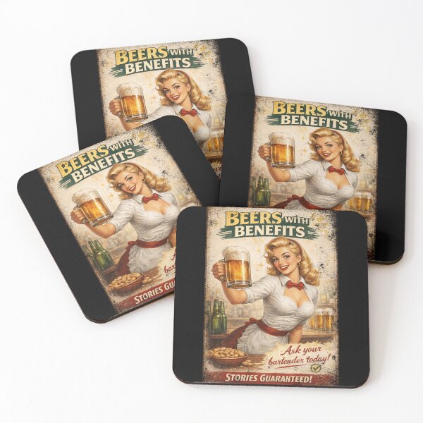 Item preview, Beers With Benefits – Retro Pin-Up Poster designed and sold by SteadyRolling.