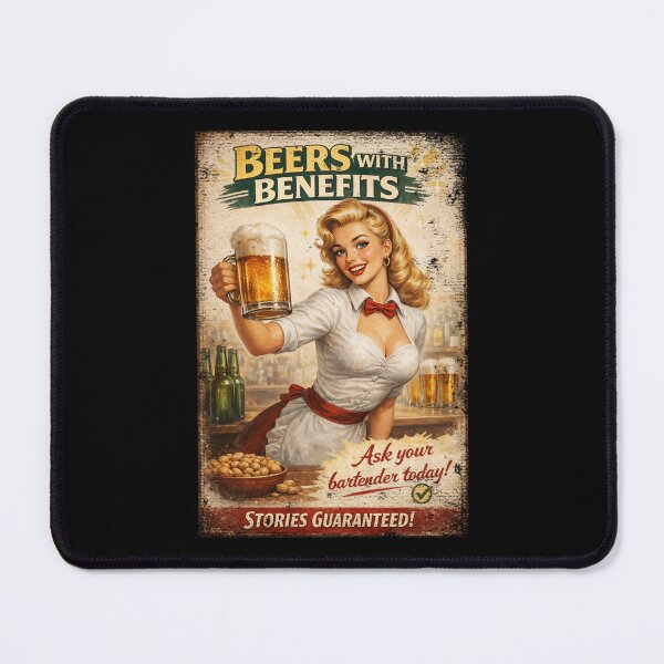 Item preview, Beers With Benefits – Retro Pin-Up Poster designed and sold by SteadyRolling.