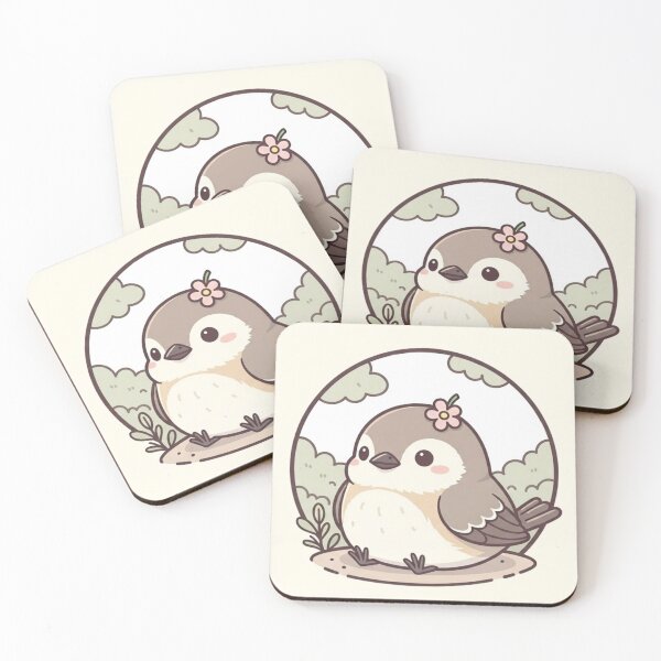 Item preview, Cute Kawaii Bird with Flower Illustration designed and sold by soletstudio.