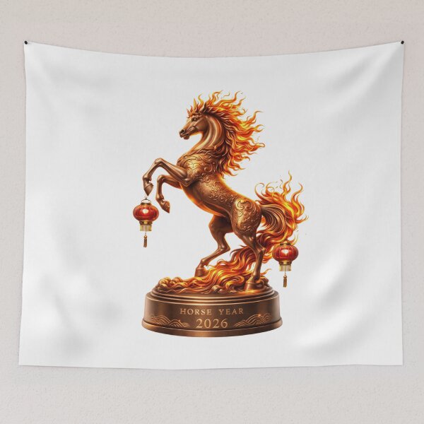 Item preview, Golden Bronze Fire Horse Statue 2026 – Feng Shui Wealth & Success Year of the Horse Art designed and sold by JaaCreativeShop.