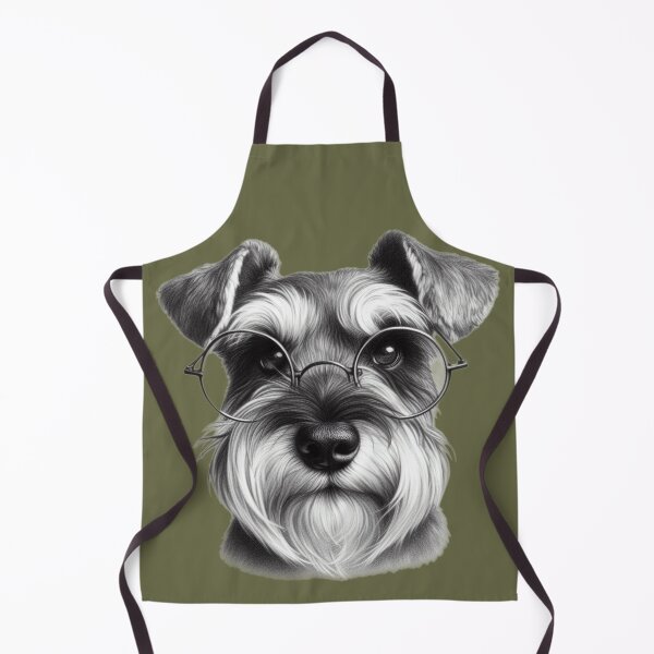 Item preview, Pencil drawing of a Miniature Schnauzer in glasses - Green designed and sold by barksandsqueaks.