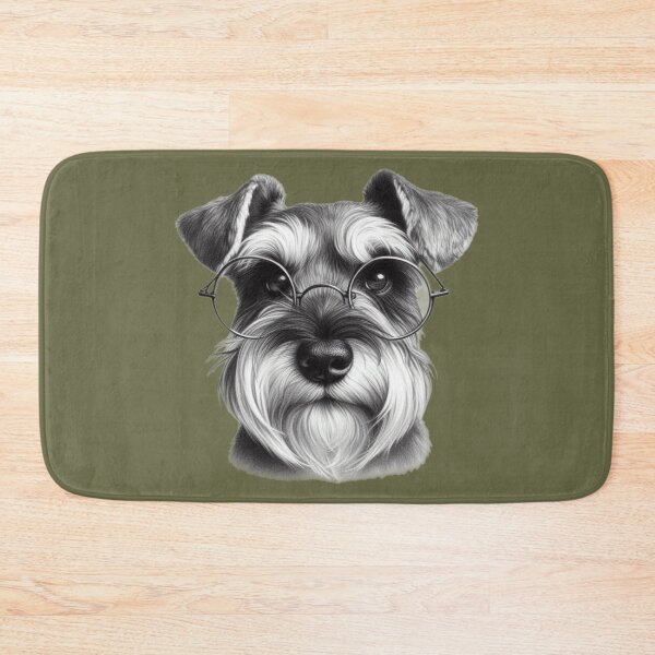 Item preview, Pencil drawing of a Miniature Schnauzer in glasses - Green designed and sold by barksandsqueaks.