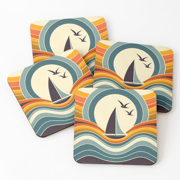 Item preview, Minimal Sailboat Sunset Waves designed and sold by InkSmithery.