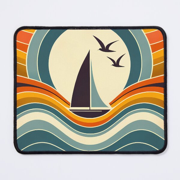 Item preview, Minimal Sailboat Sunset Waves designed and sold by InkSmithery.