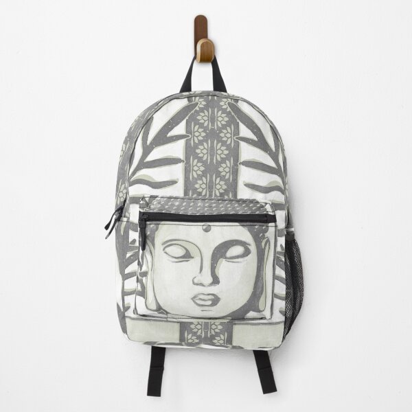 Item preview, Buddha Head Statue with Palm Fronds Watercolor - Slate + Tea designed and sold by Irene Estelle.