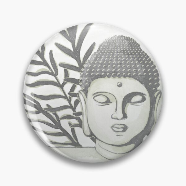 Item preview, Buddha Head Statue with Palm Fronds Watercolor - Slate + Tea designed and sold by Irene Estelle.