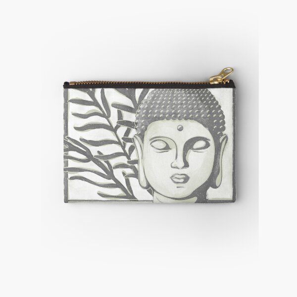 Item preview, Buddha Head Statue with Palm Fronds Watercolor - Slate + Tea designed and sold by Irene Estelle.