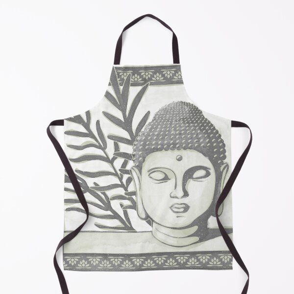 Item preview, Buddha Head Statue with Palm Fronds Watercolor - Slate + Tea designed and sold by Irene Estelle.