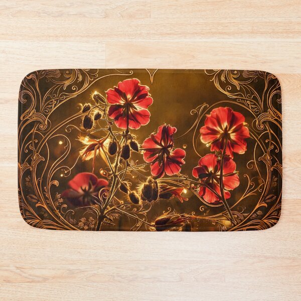 Item preview, Ornate Red Flowers in Golden Frame designed and sold by cuprum.