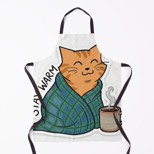 Artikelvorschau, Warmhalten-Katzenaufkleber | Gemütliche Katze mit Kaffee | Niedliche Winter-Wohlfühlgrafik entworfen und verkauft von AbstractAuraArt.