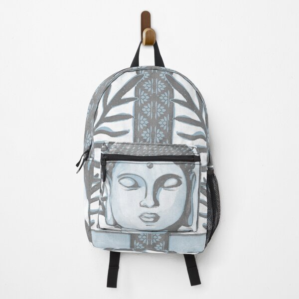 Item preview, Buddha Head Statue with Palm Fronds Watercolor - Slate + Sky designed and sold by Irene Estelle.