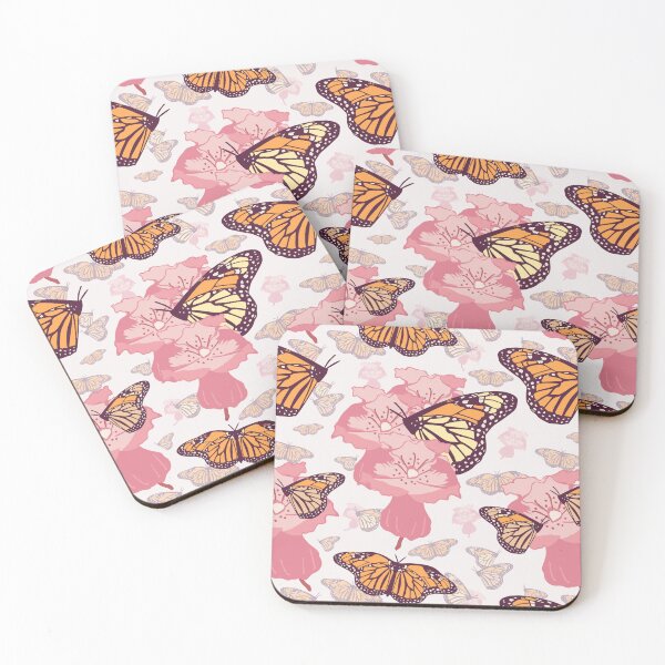 Item preview, Pattern of Monarch Butterflies with Flowers, Hand Drawn designed and sold by FourAcreFarm.