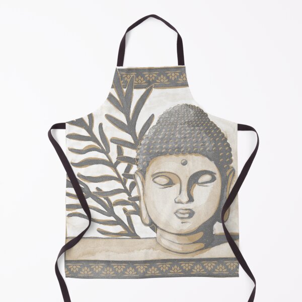 Item preview, Buddha Head Statue with Palm Fronds Watercolor - Slate + Fawn designed and sold by Irene Estelle.