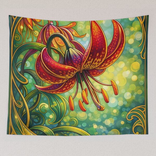Item preview, Vibrant Lily Amidst Swirling Patterns designed and sold by cuprum.