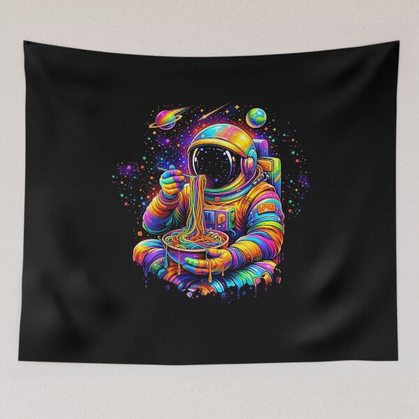 Item preview, Space man, astronaut eating spaghetti popart,colorful painting designed and sold by Collagedream.