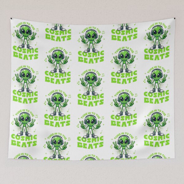 Item preview, Cosmic Beats Alien DJ with Headphones Illustration designed and sold by HorizonStores.