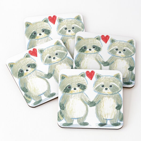 Item preview, Cute Raccoons Holding Hands designed and sold by AestheticsTime.