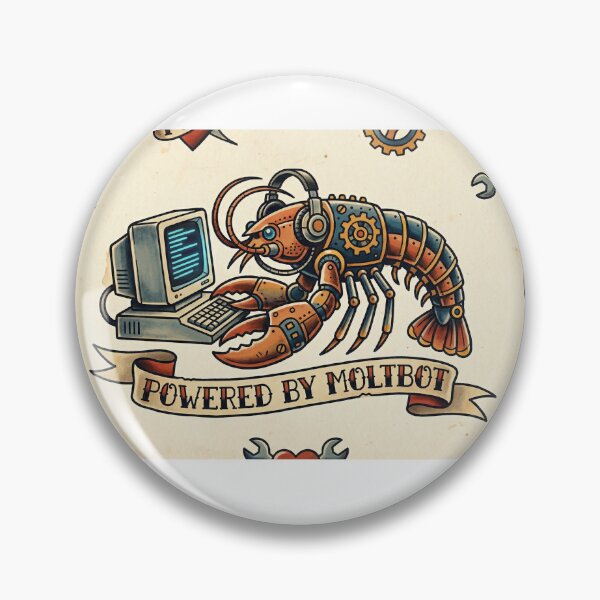 Item preview, Powered by Moltbot - Vintage Tattoo Style Robot Lobster designed and sold by MidnightMerchCo.