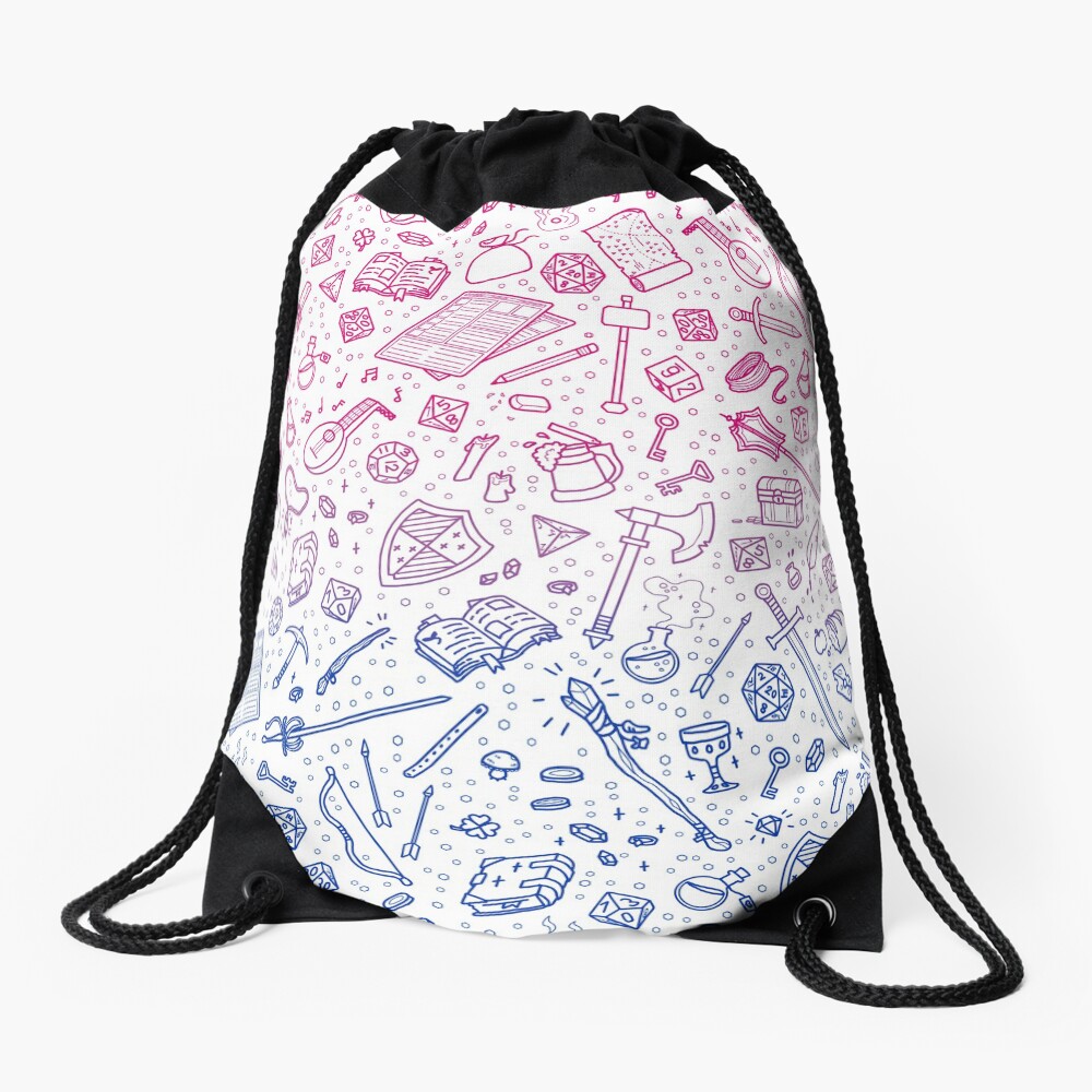 Tabletop RPG Pattern – Bi Flag Drawstring Bag