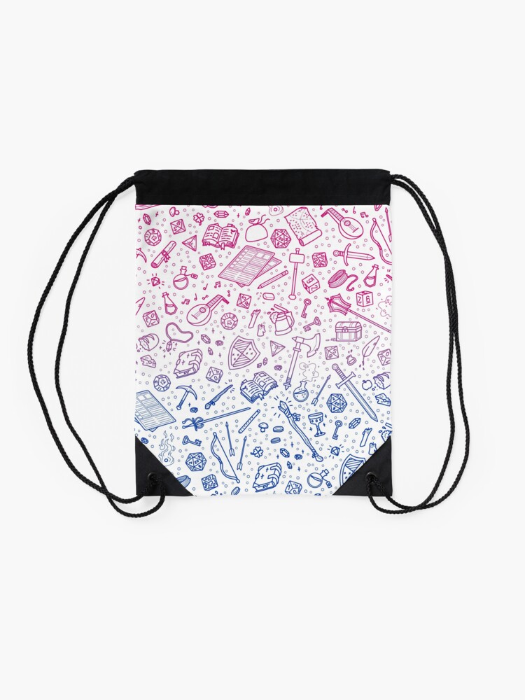 Alternate view of Tabletop RPG Pattern – Bi Flag Drawstring Bag