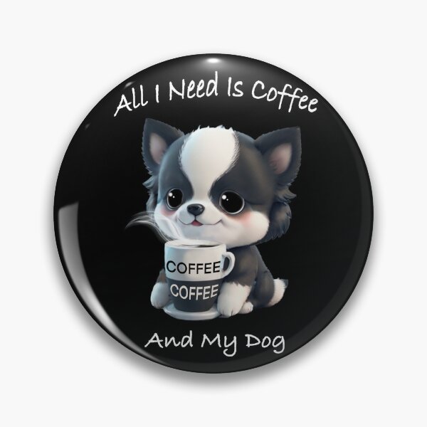 Item preview, Cute black white Dog drinking coffee, coffee lover, dog lover, Australian boarder collie, Siberian husked, Alaskan malamute  designed and sold by hollycooper.
