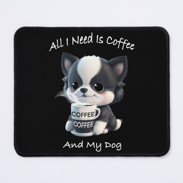 Item preview, Cute black white Dog drinking coffee, coffee lover, dog lover, Australian boarder collie, Siberian husked, Alaskan malamute designed and sold by hollycooper.
