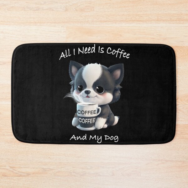 Item preview, Cute black white Dog drinking coffee, coffee lover, dog lover, Australian boarder collie, Siberian husked, Alaskan malamute  designed and sold by hollycooper.