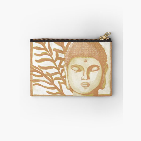 Item preview, Buddha Head Statue with Palm Fronds Watercolor - Rust + Saffron designed and sold by Irene Estelle.