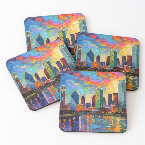 Item preview, Dallas Skyline – Trinity River Impressionist Sunset designed and sold by SkylineVistas Designs.