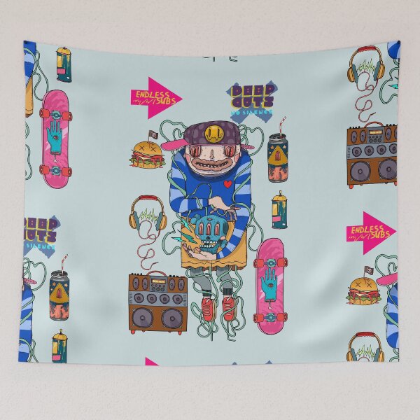 Item preview, Skateboarder boy and blue skull designed and sold by Franco Moody.
