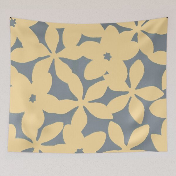 Item preview, flat yellow and blue flowers designed and sold by Chaosvibe.