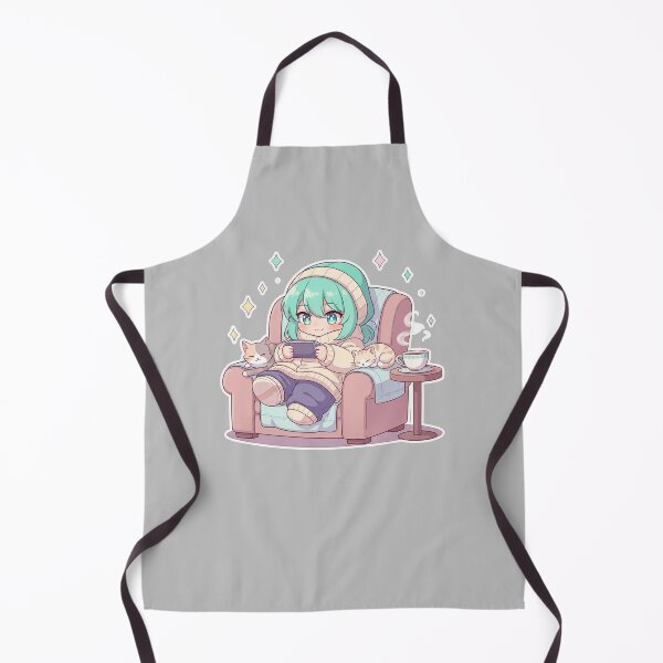 Item preview, Cozy Kawaii Anime Gamer Girl with Cats Art Print designed and sold by SholoStudio.