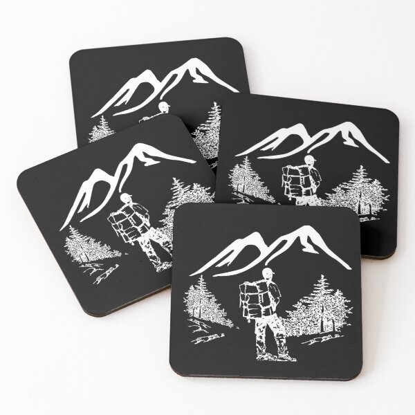 Item preview, Backpacker Hiking Into Mountains - Rustic Adventure Illustration designed and sold by Oaks Creations.