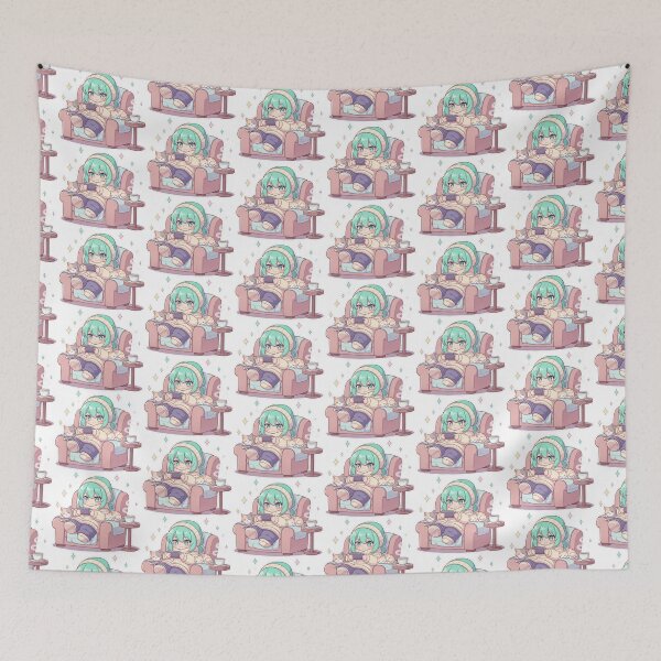 Item preview, Cozy Kawaii Anime Gamer Girl with Cats Art Print designed and sold by SholoStudio.