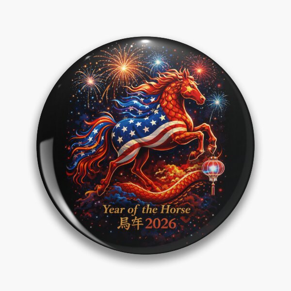 Item preview, Patriotic Year of the Horse 2026 – USA Flag Fire Horse Chinese New Year Art designed and sold by JaaCreativeShop.