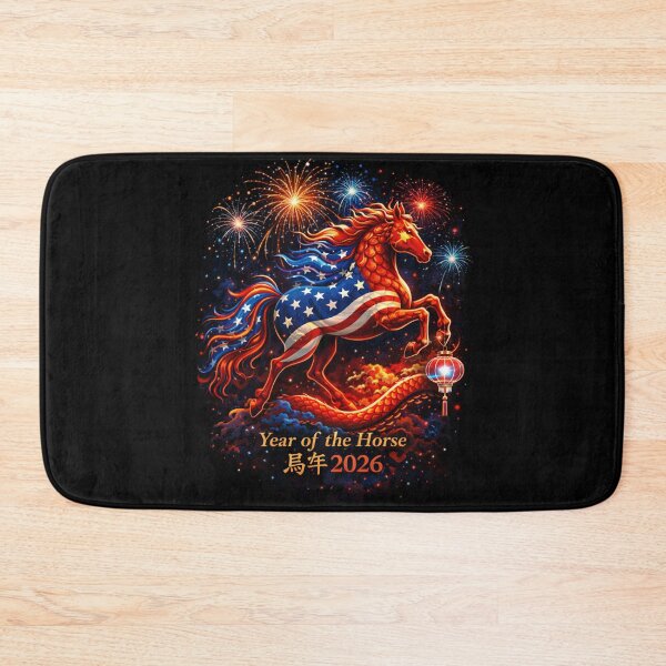 Item preview, Patriotic Year of the Horse 2026 – USA Flag Fire Horse Chinese New Year Art designed and sold by JaaCreativeShop.