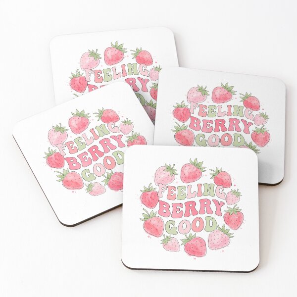 Item preview, Feeling Berry Good – Cute Strawberry Quote Watercolor Illustration designed and sold by Verycutethings.