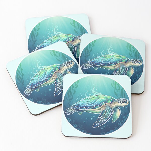 Item preview, Ocean Spirit Sea Turtle – Colorful Underwater Marine Art Illustration designed and sold by soletstudio.