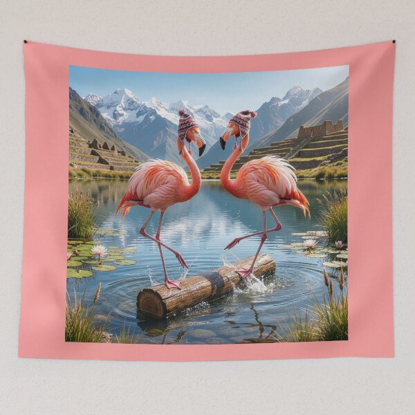 Item preview, Flamingos Compete in a Log Rolling Competition designed and sold by Tridentulus.