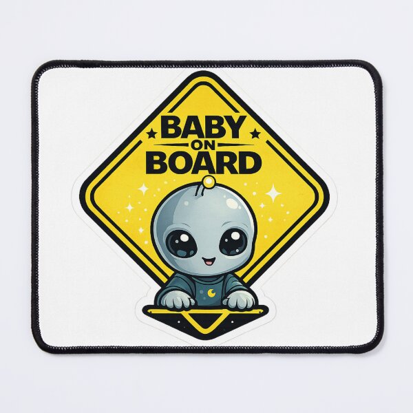 Item preview, Cute Alien Baby On Board – Funny Space Warning Sign Design for Cars, Stickers & T-Shirts designed and sold by KhattabyEDArt.