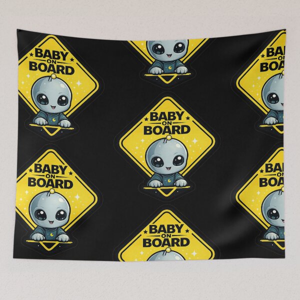 Item preview, Cute Alien Baby On Board – Funny Space Warning Sign Design for Cars, Stickers & T-Shirts designed and sold by KhattabyEDArt.