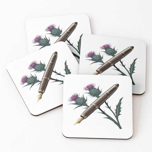 Item preview, Scottish Thistle and Fountain Pen Art - Dark Academia Scotland designed and sold by Loom on the Loch.