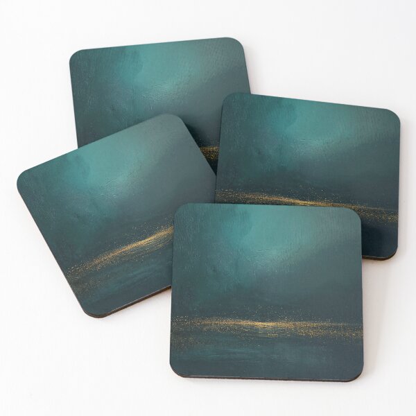Item preview, Deep Emerald Green and Gold Abstract Oil Painting - Moody Forest Horizon designed and sold by LovelyHomeArt.